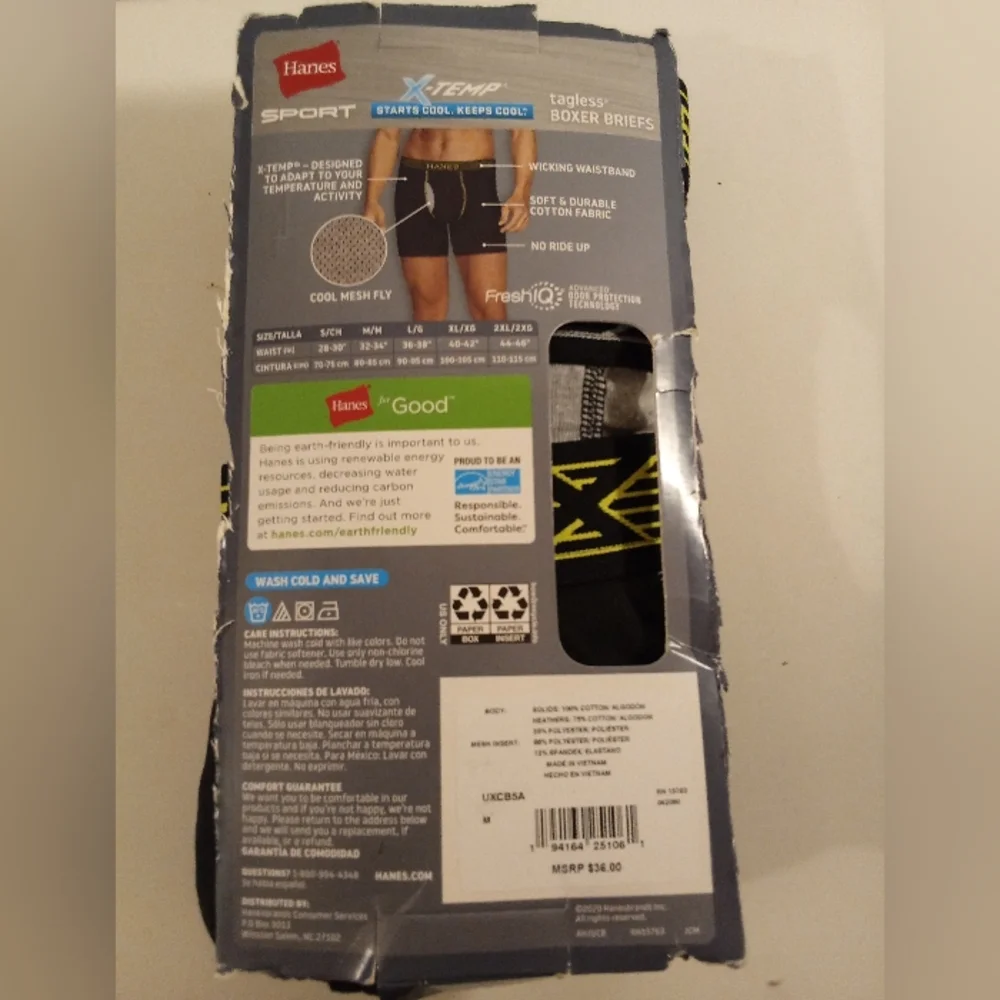 New Hanes Men's Black and Gray Boxer Briefs